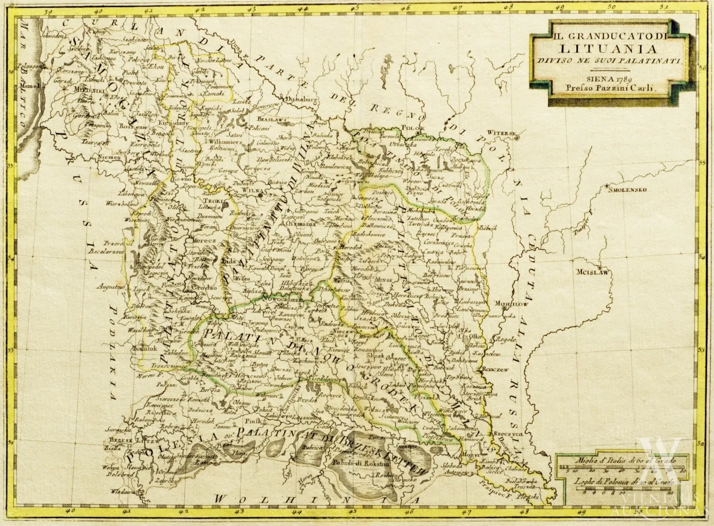 Bartolomeo Borghi – Borghi, Carli, LDK žemėlapis, 1789, Siena