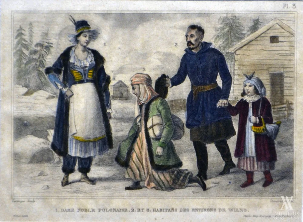 Kilminga lenkų dama ir Vilniaus apylinkų gyventojai / 1. Dame noble polonaise. 2.  et 3. habitants des environs de Wilno