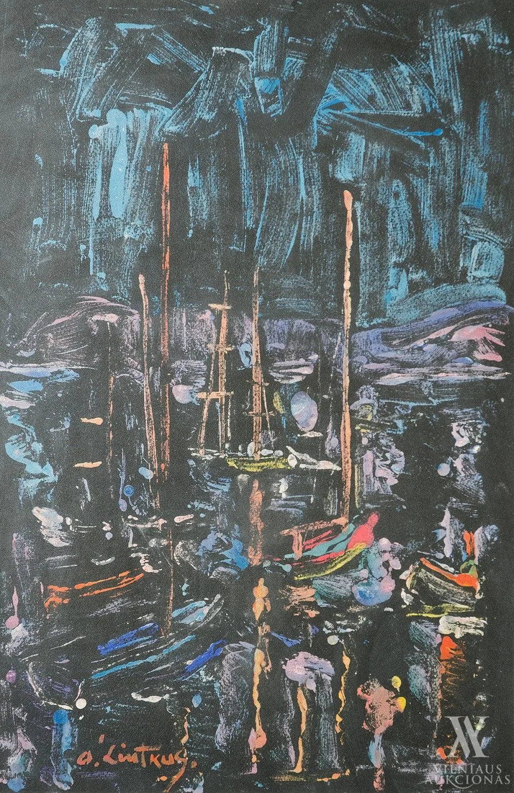 Antanas  Liutkus – Burlaiviai Villefranche sur mer įlankoje