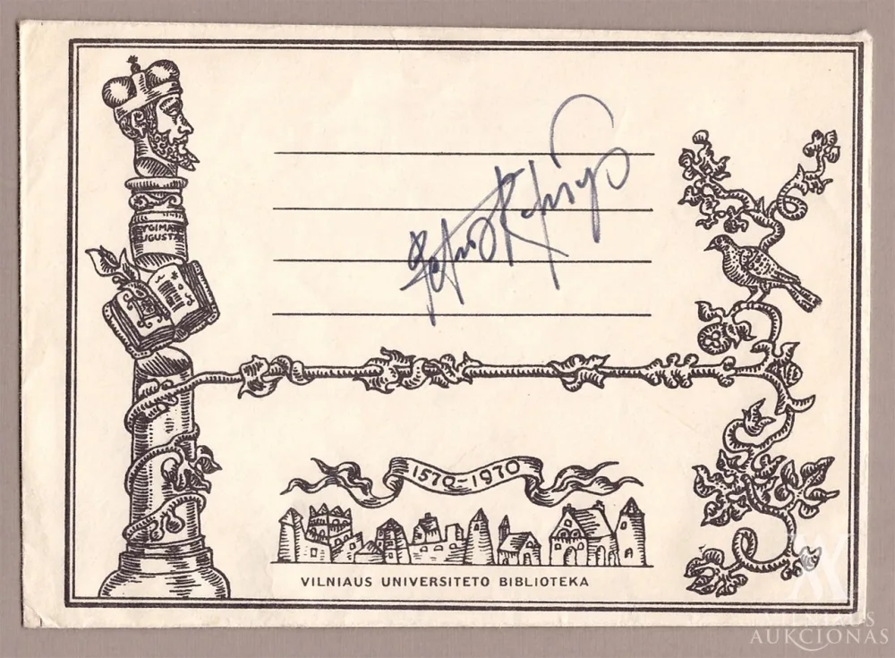 Petras Repšys – Vilniaus universiteto bibliotekos 400 metų jubiliejaus vokas su autoriaus autografu
