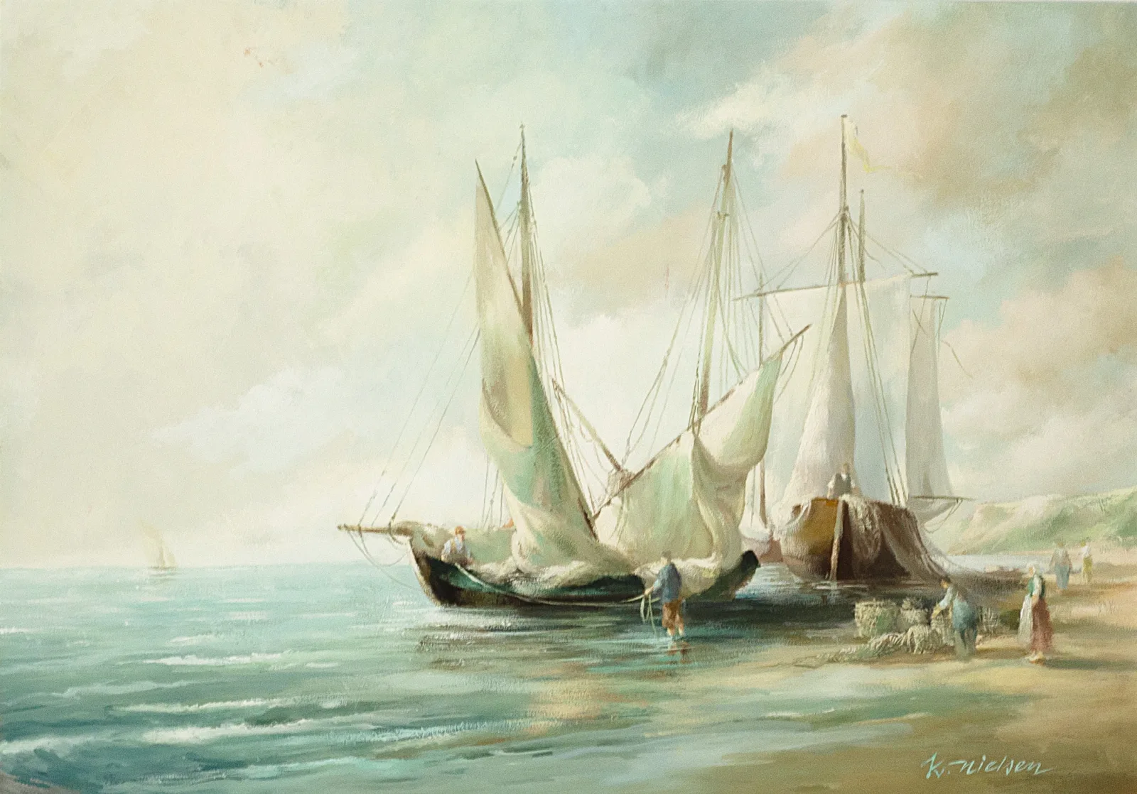 K. Nielsen – Pajūris su burlaiviais