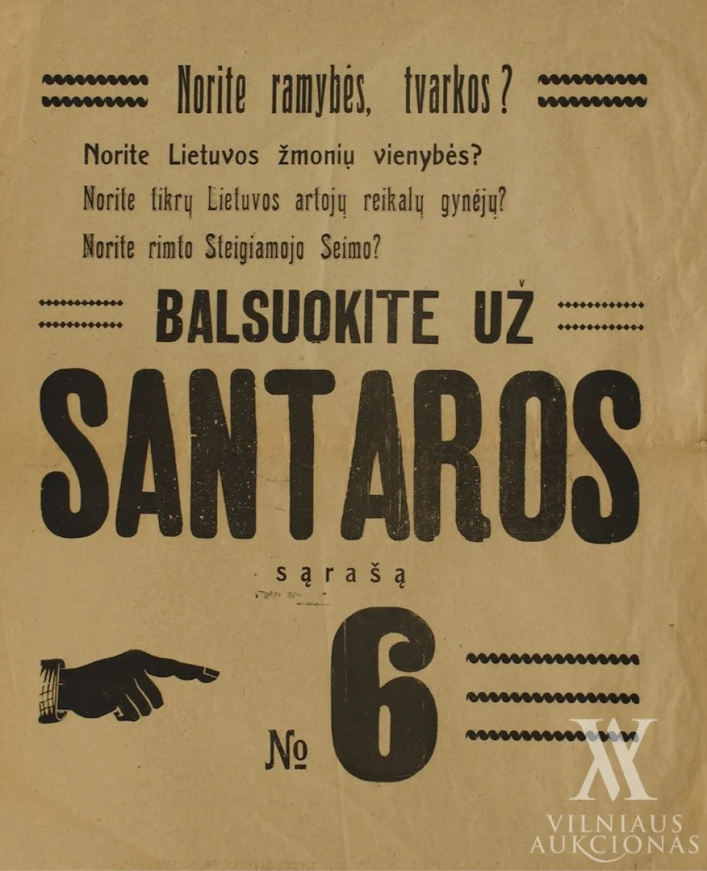Autorius Nežinomas – Balsuokite už Santaros sąrašą No. 6 (skrajutė)