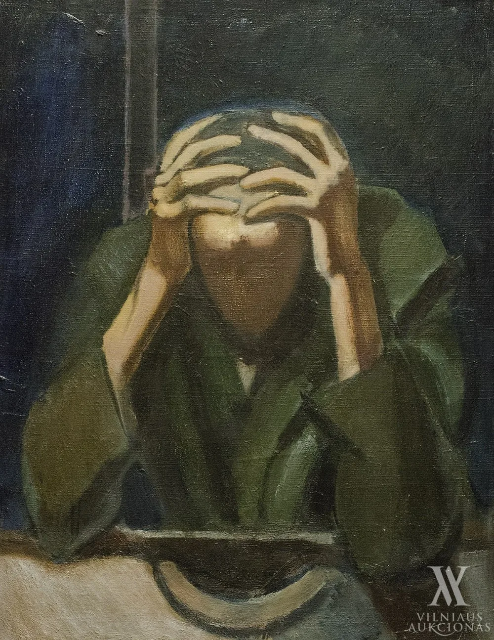 Audrius  Naujokaitis – Žmogus, susiėmęs galvą (Justino Mikučio portretas)