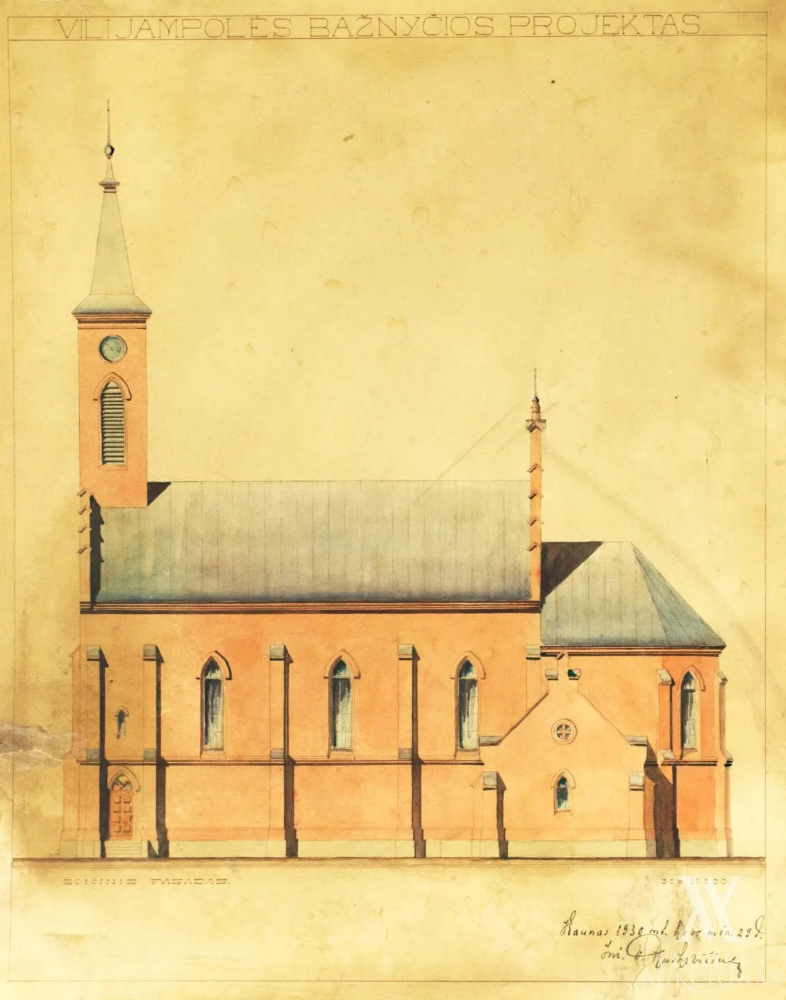 Vincas  Ruškevičius – 4 Vilijampolės bažnyčios projektiniai brėžiniai