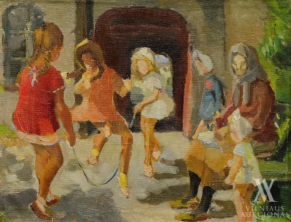 Nežinomas  XX a. dailininkas – Žaidžiantys vaikai