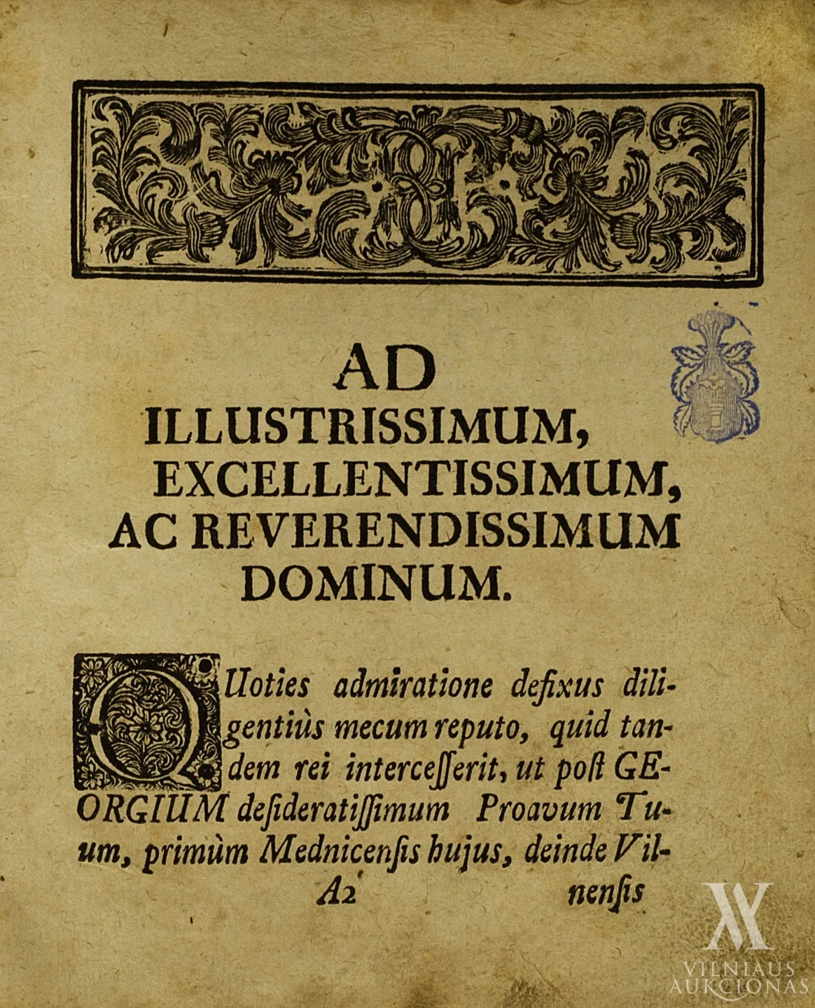 Synodus Diaecesana Mednicensis, seu Samogitiae, sub auspiciis Illustrissimi, Excellentissimi, ac Reverend: Domini, Domini Antonii Dominici Comitis in Łohoysk et Bardyczow Tyszkiewicz Dei et Apostolicae Sedis Gratia Episcopi Samogitiae, Equitis Albae Aquila
