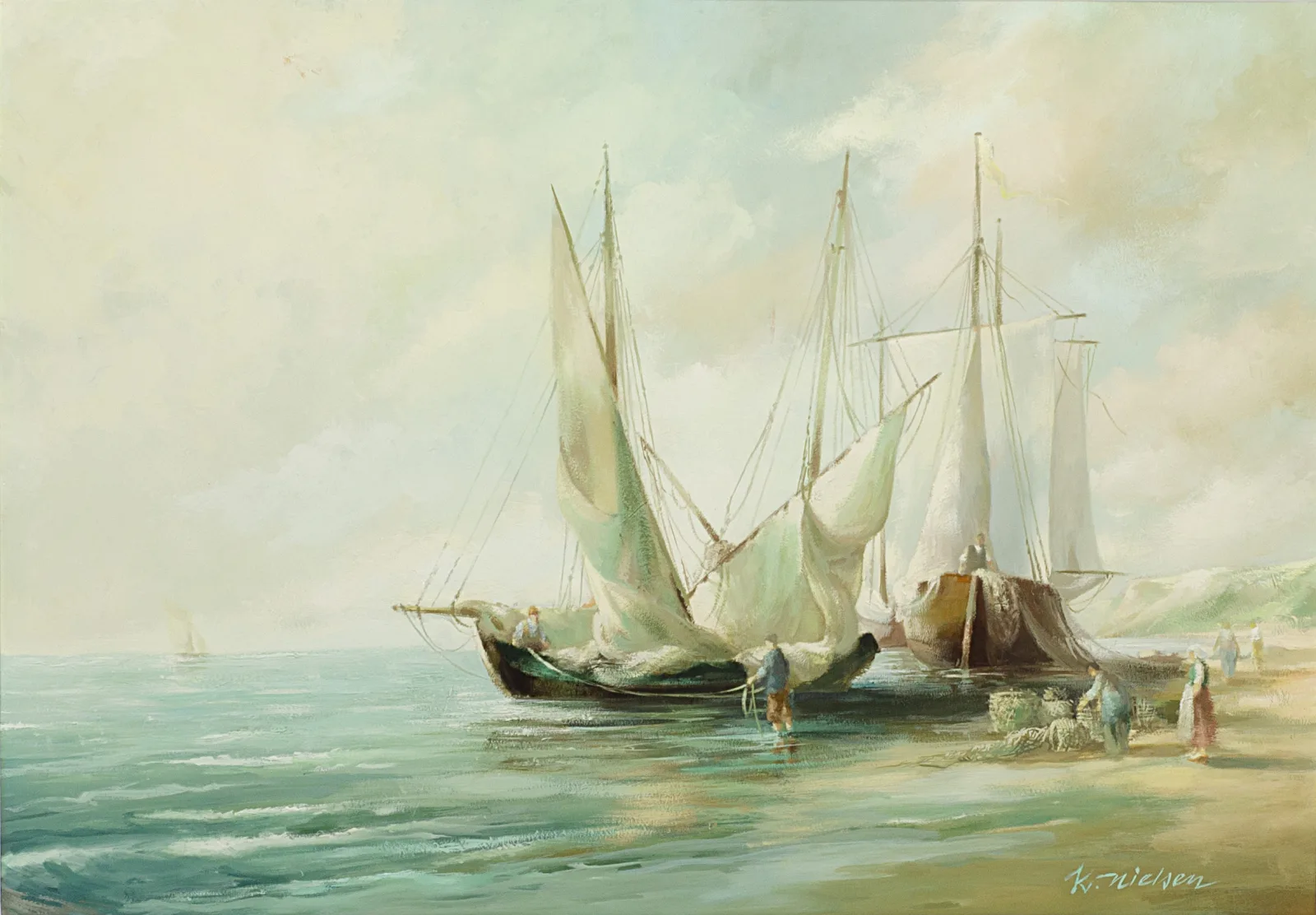 K. Nielsen – Pajūris su burlaiviais