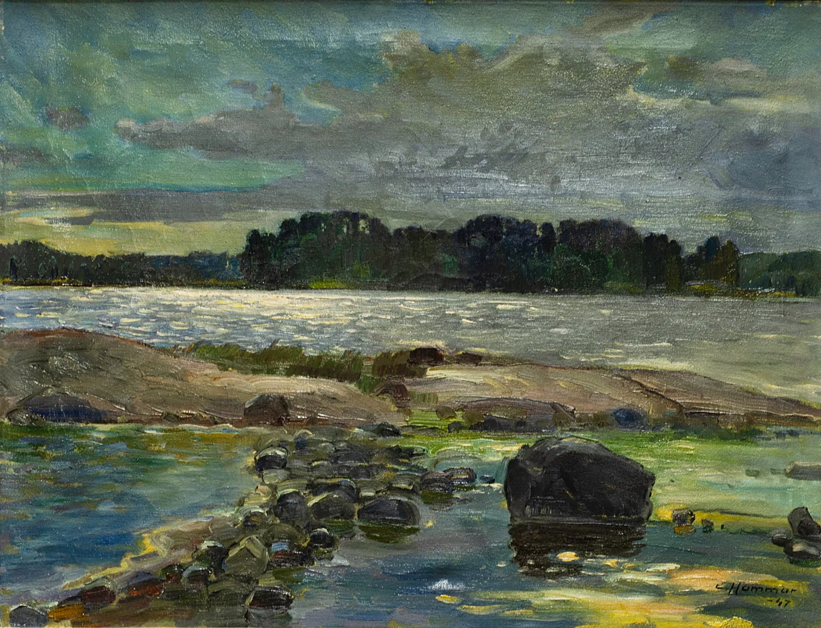 E. Hammar (Švedija, XX a.) – Saulėtas vakaras įlankoje