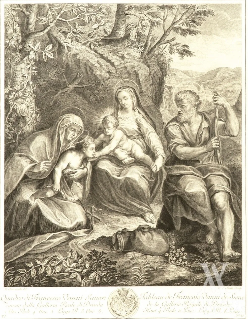 Marcello Bacciarelli – Graviūra pagal Francesco Vanni Sieniečio (1563–1610) paveikslą „Šventoji Šeimyna“