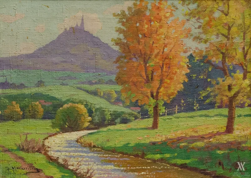Jonas Mackevičius – Rudens peizažas su Hochencolernų pilimi (Prie Hechingeno miestelio, Vokietija)