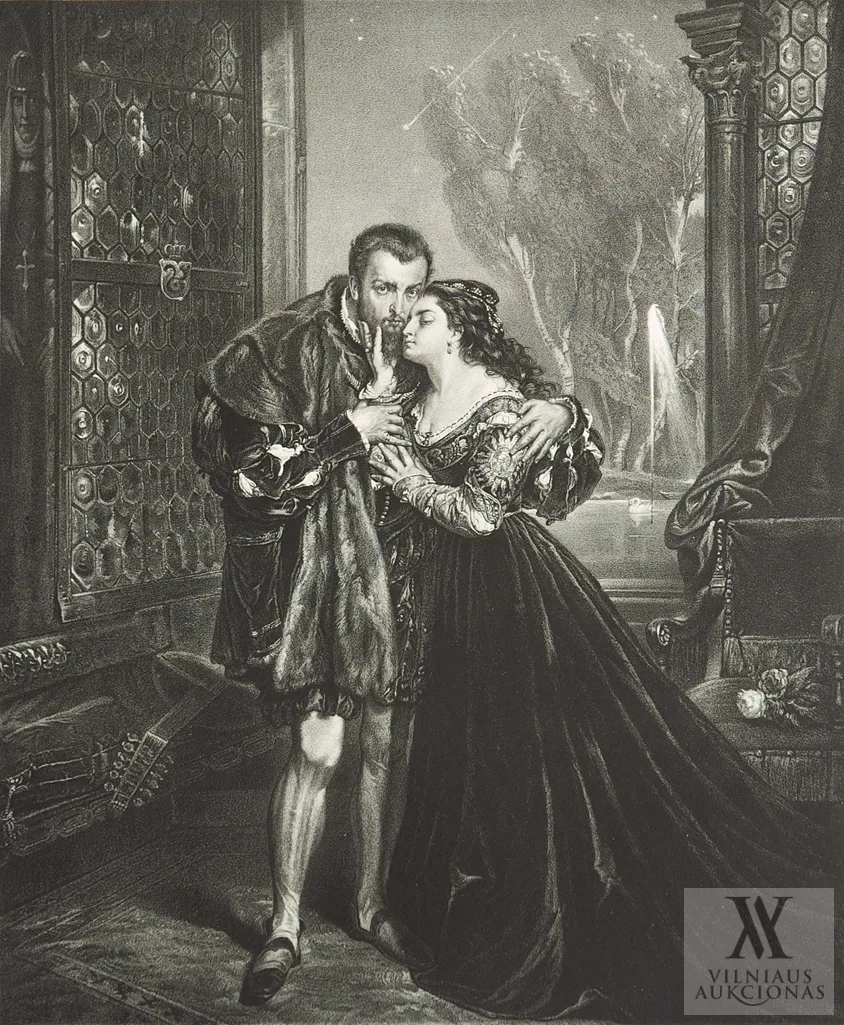 Joseph-Anton Bauer (litografas) – Žygimantas ir Barbora (pagal Jano Mateikos (1830-1893) paveikslą „Žygimantas Augustas ir Barbora Radvilų rūmuose Vilniuje” (1867))