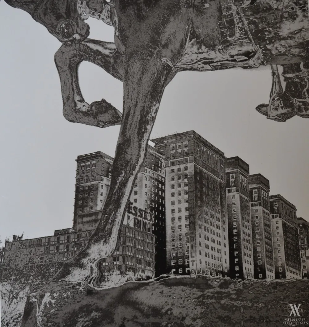 Algimantas Kezys – Equestrian Statue of General John Logan (detail) and Concord Hilton Hotel, Chicago