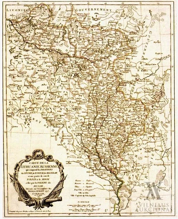 Paolas Santinis (Paolo Santini) – Carte de la Lithuanie Russienne qui comprend les Palatinats de Livonie de Witepsk, de Miscislawâ€¦