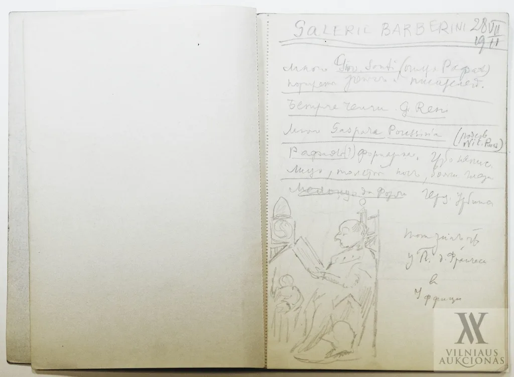 Mstislavas Dobužinskis – 1911 m. kelionės po Italiją eskizų bloknotas, 57 lapai