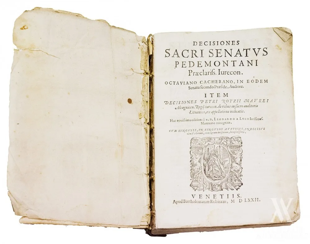 Octavianus  Cacheranus – Decisiones sacri senatus Pedemontani / Praeclariss. Iurecon. Octaviano Cacherano, in eodem Senatu secundo Praeside, Auctore. Item Decisiones Petri Royzii Maurei Alcagnicen., regii iurecon. de rebus in sacro auditorio Lituanico, ex appellatione iudicatis [.