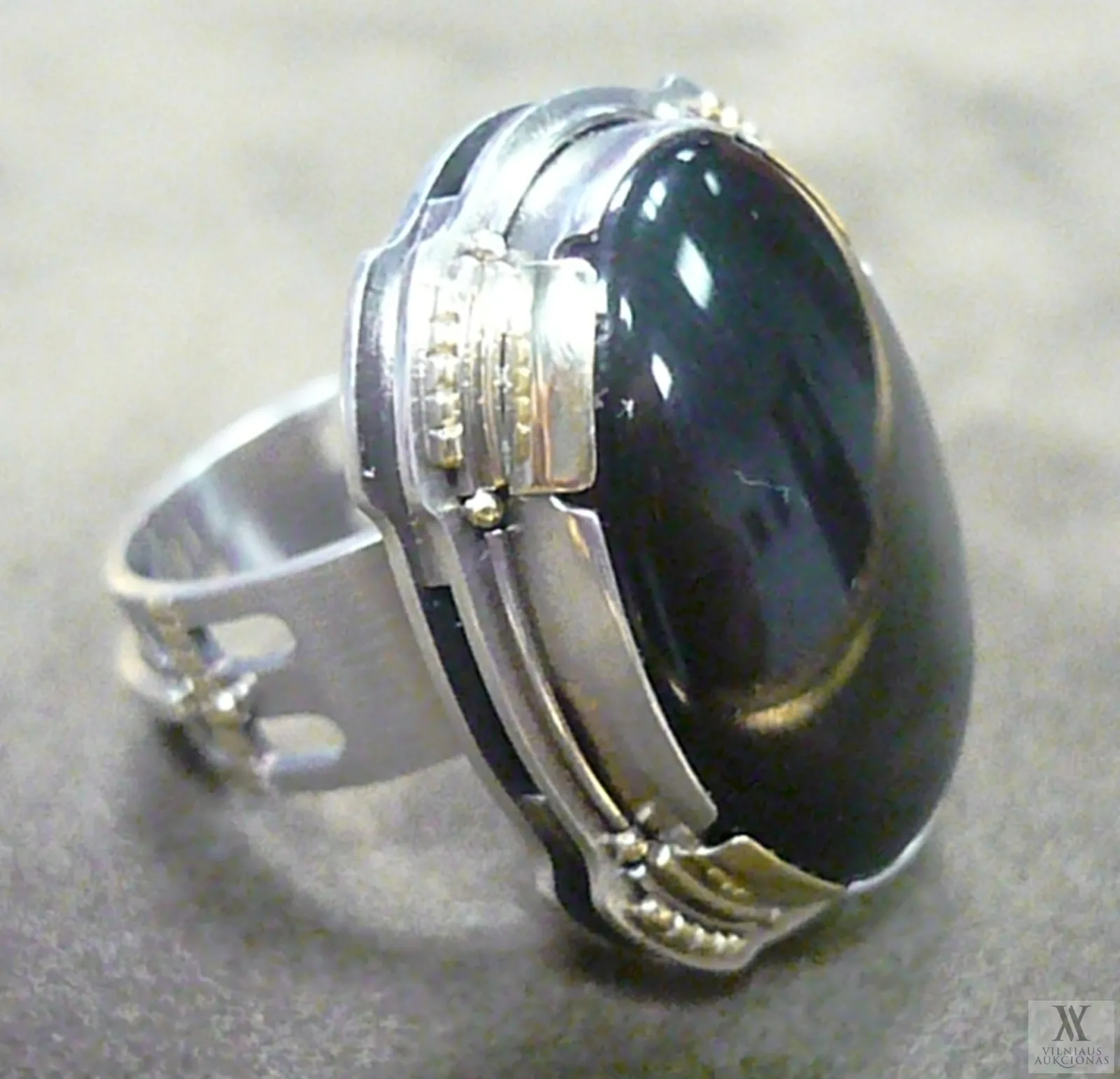 Žiedas. Ag 925 / Obsidianas. 17,16 g