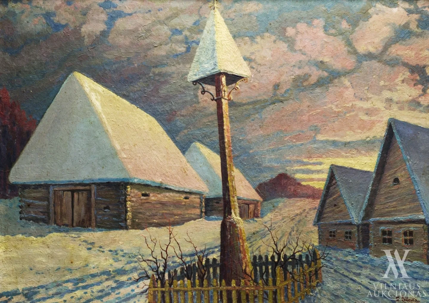 Jonas Šileika – Žiemos peizažas su sodyba