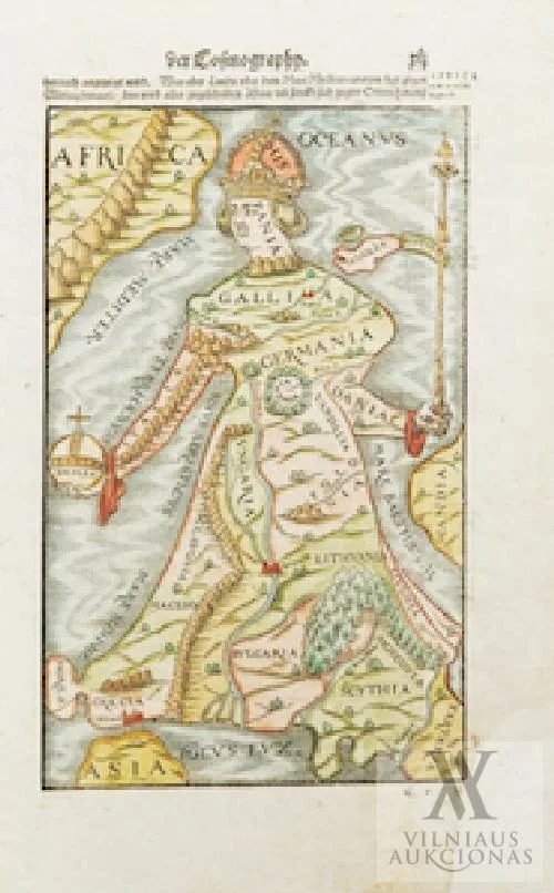 Sebastianas Münsteris (Sebastian Münster) – Europos žemėlapis (Cosmographiae Universalis) - " Europa Regina "