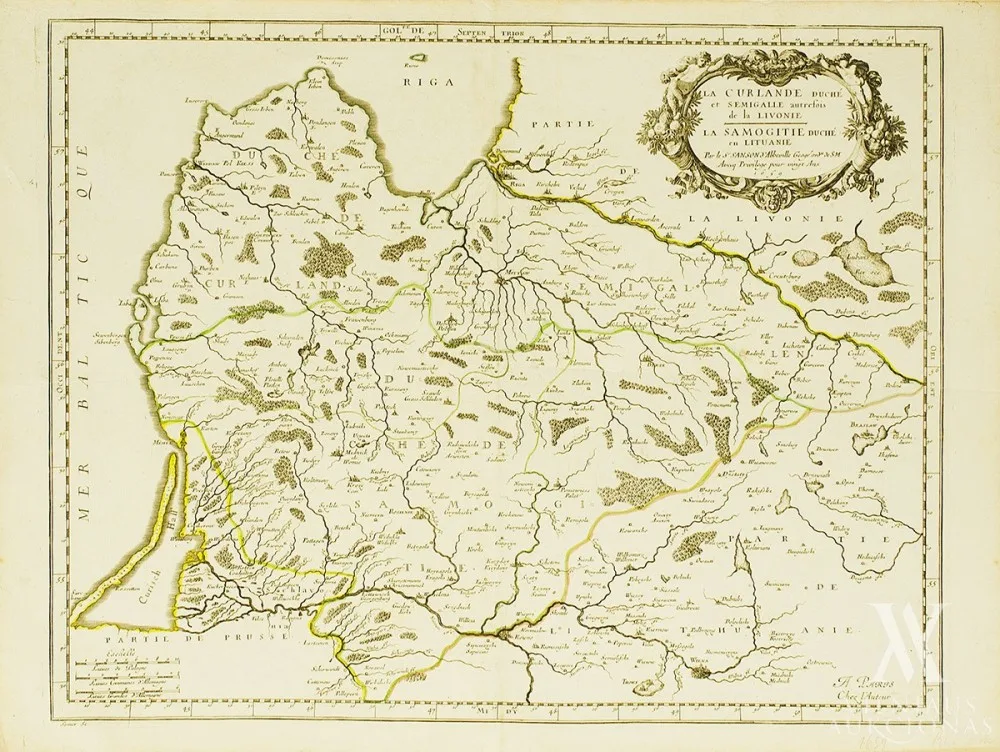 Nicolas Sanson d'Abbeville – Kuršo, Žiemgalos ir Žemaitijos žemėlapis│La Curlande duché et Semigalle autrefois de la Livonie|La Samogitie duché en Lituanie