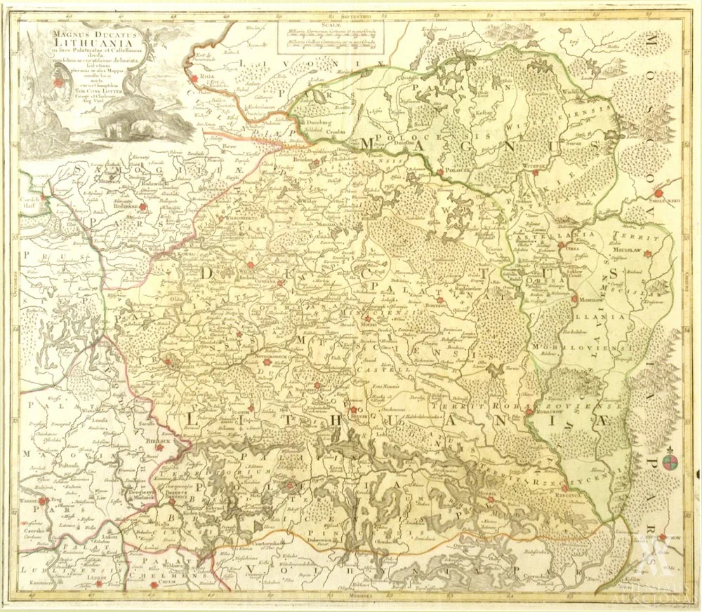 Tobias Conrad Lotter – Magnus ducatus Lithuania│Lietuvos Didžiosios Kunigaikštystės žemėlapis
