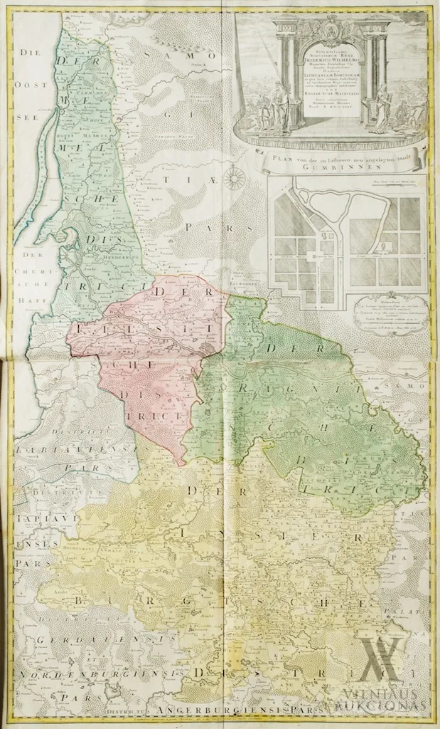 Johann Friedrich Betgen – Mažosios Lietuvos žemėlapis su Gumbinės miesto planu | Plan von der in Lithauen neu angelegten Stadt Gumbinnen