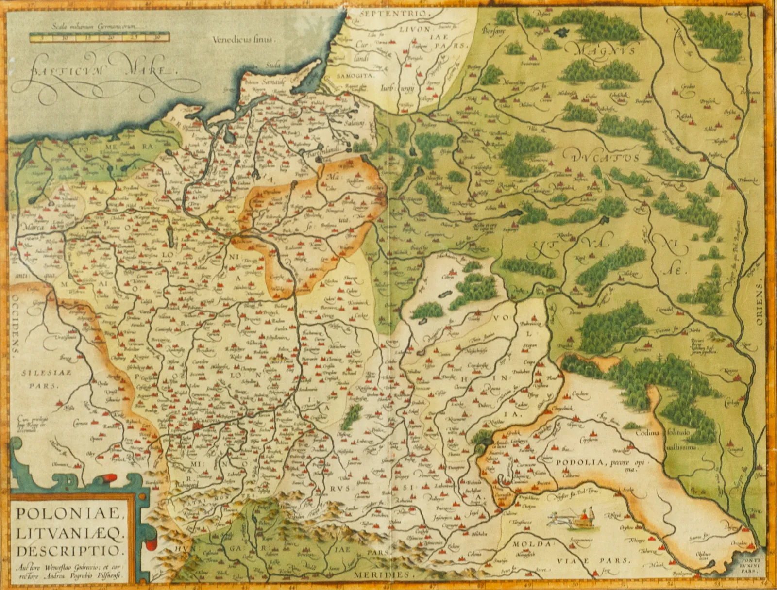 Vaclavas Godreckis (sud. Wacław Grodecki, ~1535–1591), Andžėjus Pograbskis (patikslino, Andrzej Pograbka, ?-1602) – Poloniae, Lituaniaeq. descriptio / Auctore Wenceslao Godreccio; et correctore Andrea Pograbio Pilsnensi.