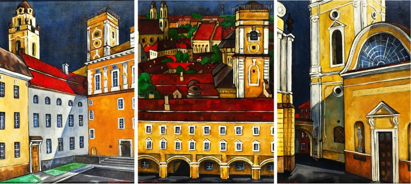 Bronius Uogintas (jaunesn.) – Triptikas „Vilniaus Universitetas“. Saulėtekis. Vidudienis. Saulėlydis.