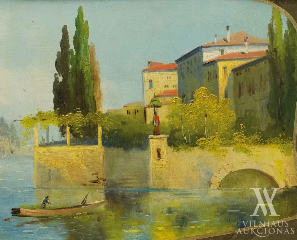 Autorius  Nežinomas – Italijos miestelio peizažas