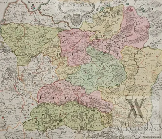 Matthäusas Seutteris (Matthäus Seutter) – Novissima et accuratissima Magni Ducatus LithuaniÃ¦...