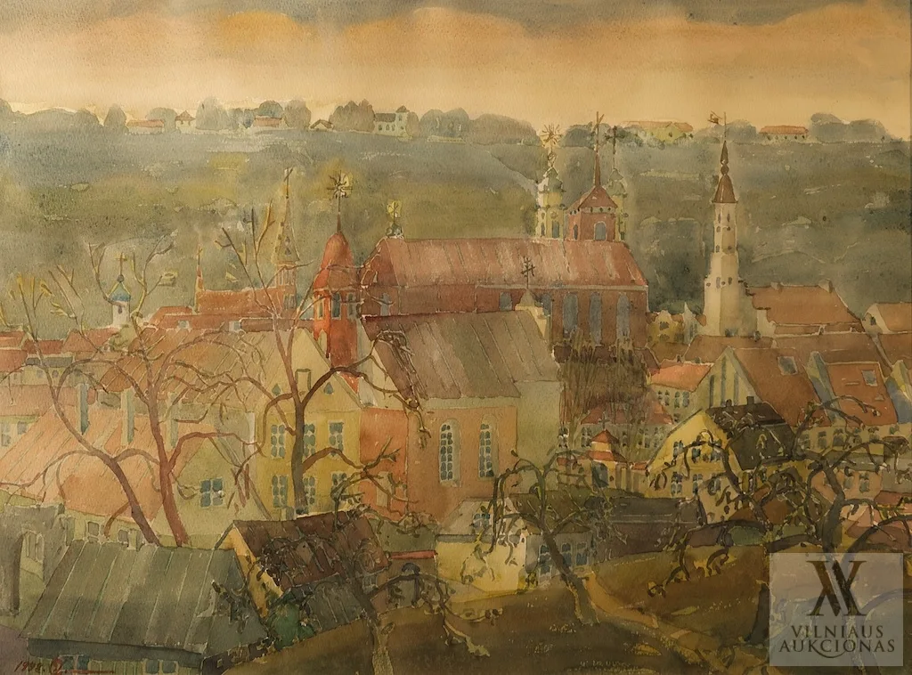 Osvaldas Jablonskis – Kauno panorama su katedra