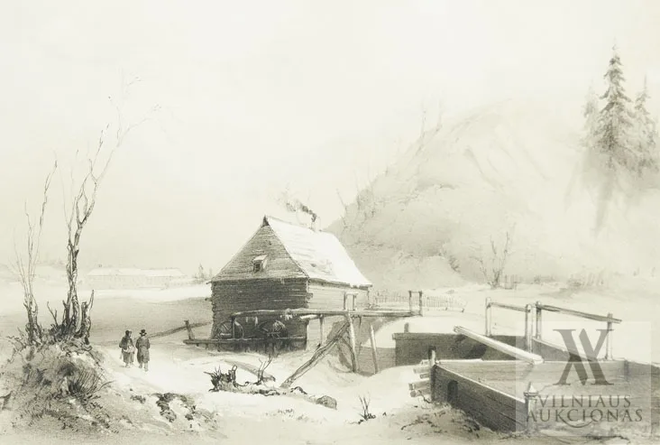 Barthelemy Lauvergne – Kaunas. Malūnas Mickevičiaus slėnyje / Kovno. Moulin de la vallée de Mickiewicz