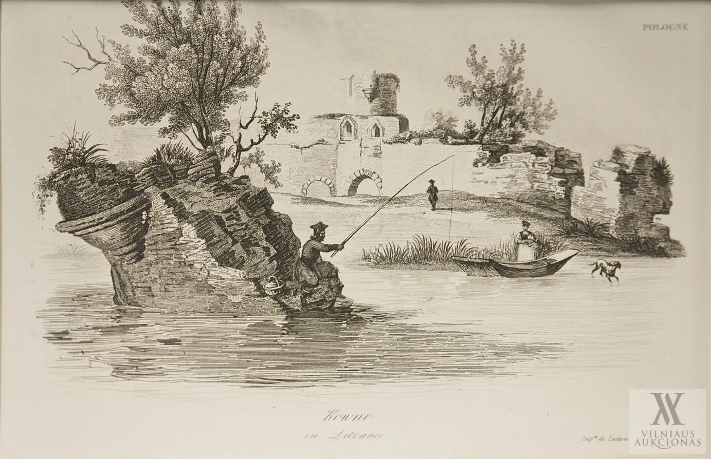 Leonard Borejko Chodźko – 2 iliustracijos iš Leonard Borejko ChodÅºko knygos „La Pologne historique, littéraire, monumentale et pittoresque” (Paris, Leclerc, 1835-1842) I. Pologne. Kowno - „Kowno en Litvanie”; II. Pologne. Troki - „Troki, Ancienne Capitale de Litvanie”