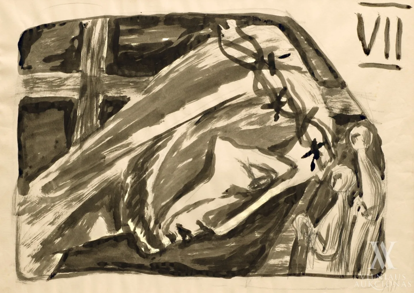 Antanas Mončys – 14 Kryžiaus kelio stočių. VII stotis, 1 var.