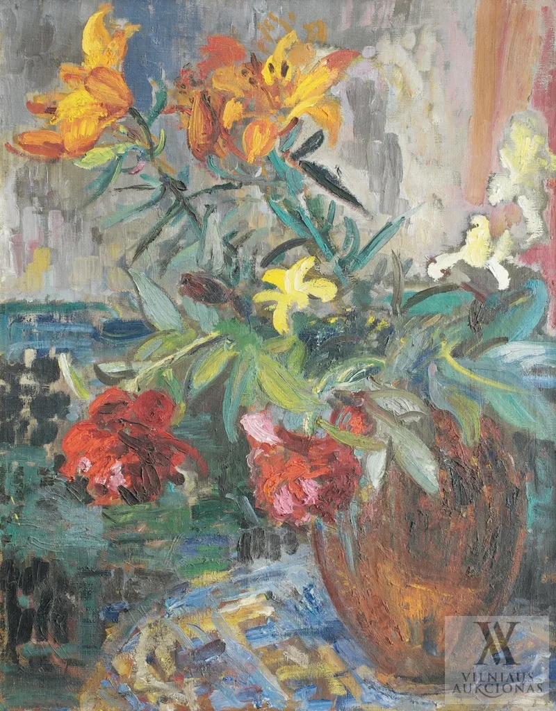 Bronė Mingilaitė-Uogintienė – Natiurmortas su gėlių vaza