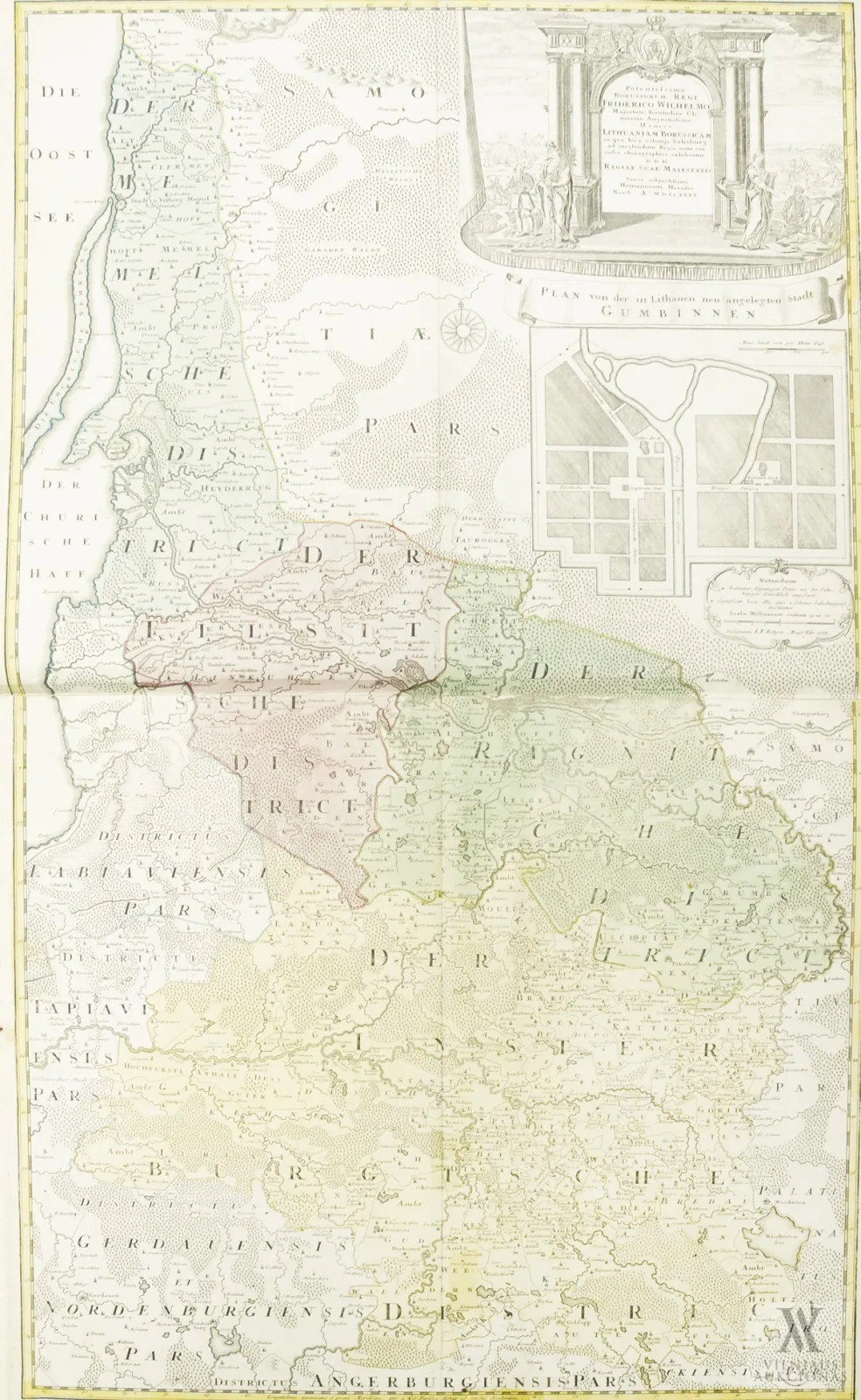 Johann Friedrich Betgen – Mažosios Lietuvos žemėlapis su Gumbinės miesto planu / Plan von der in Lithauen neu angelegten Stadt Gumbinnen
