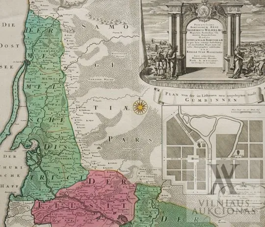 Homann Heirs – Potentissimo Borussorum Regni Friderico Wilhelmo. . . / Plan von der in Lithauen neu angelegten Stadt Gumbinnen