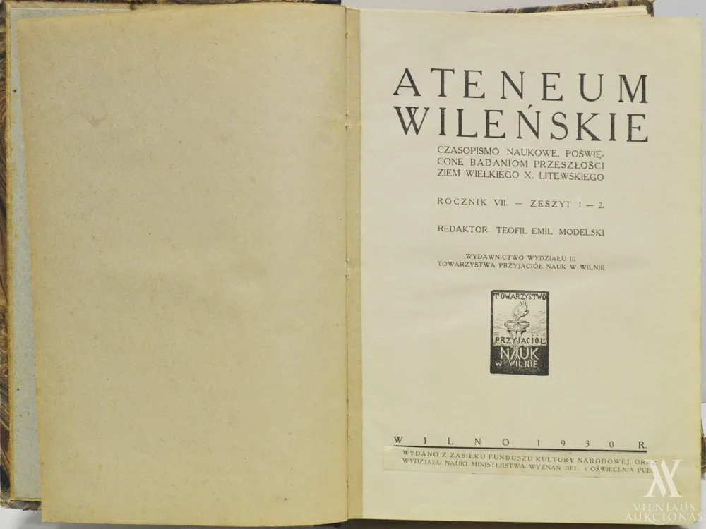 Ateneum Wileńskie: czasopismo naukowe poświęcone badaniom przeszłości ziem W. X. Litewskiego 