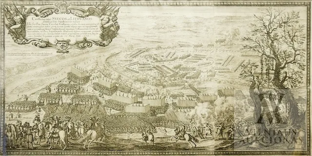Erik Jöhnson Dahlbergh, raižytojas – N 35: Sandomiro mūšis tarp švedų ir lietuvių 1656 m. kovo 24 d. / Conflictus inter Svecos et Lithuanos dimidio ab Urbe Sandomiria (su papildoma šonine dalimi (su 2 medžiais))