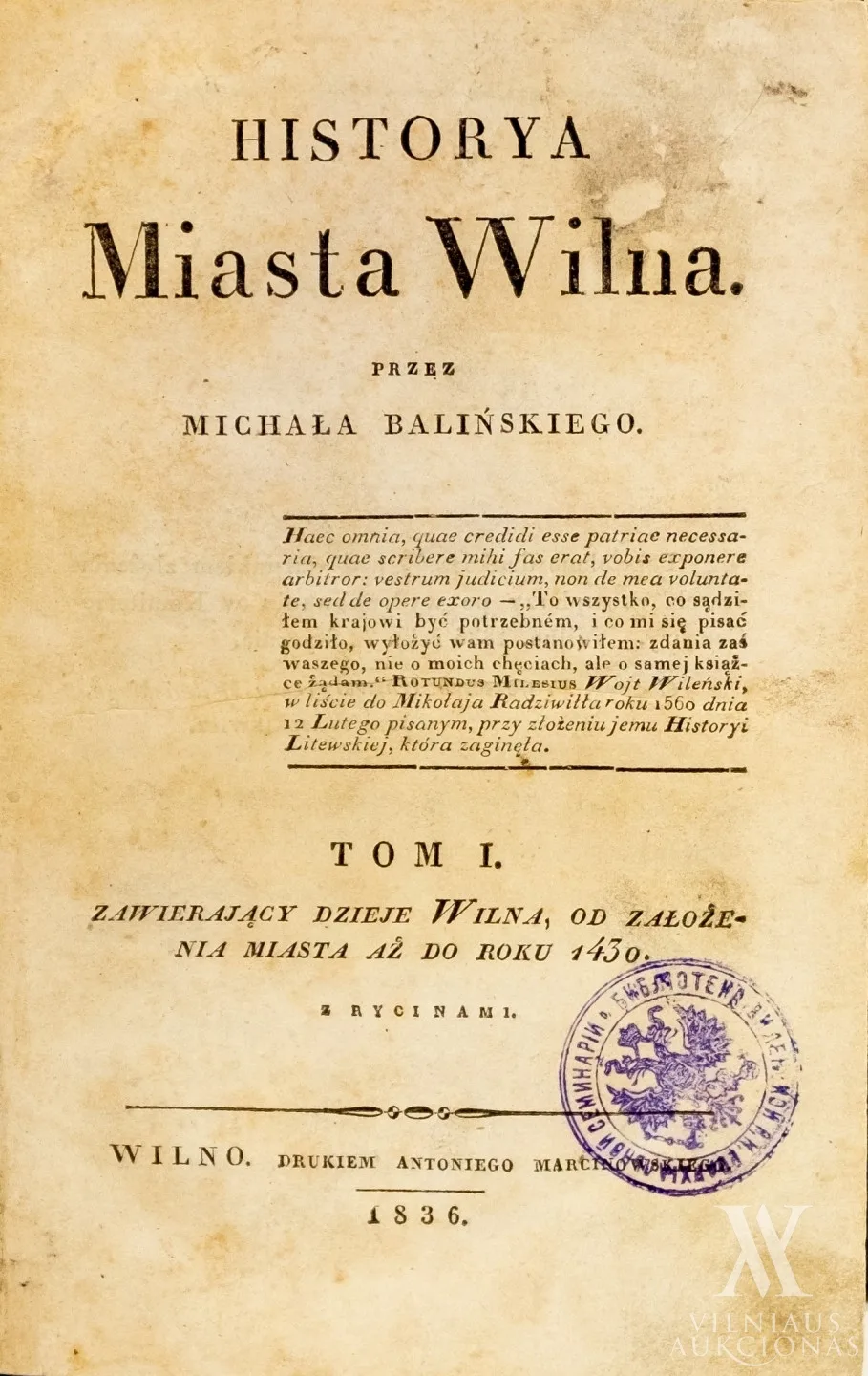 Balinskis Mykolas – Vilniaus miesto istorija