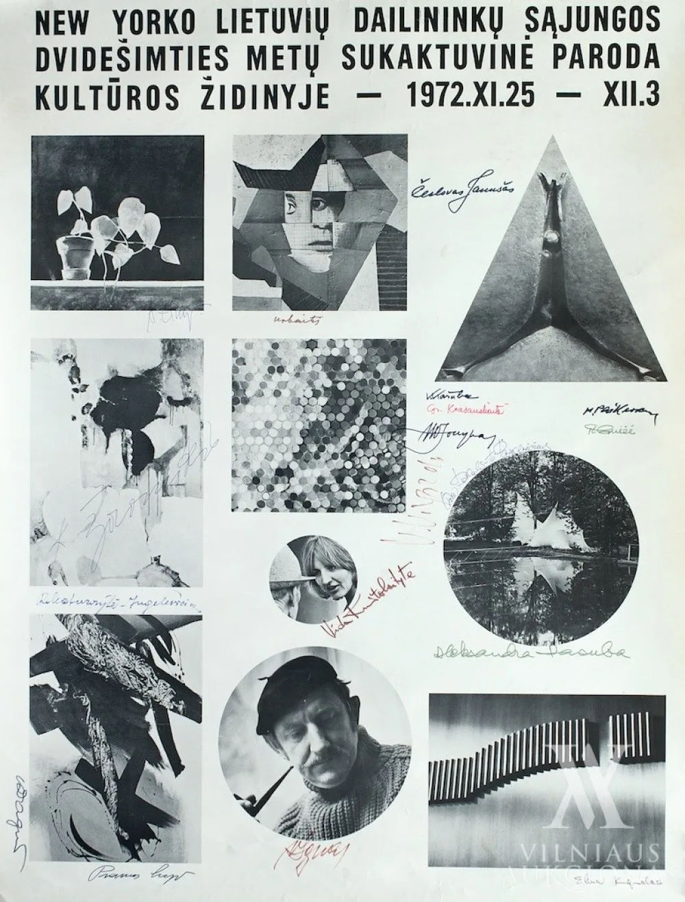Plakatas New Yorko lietuvių dailininkų sąjungos dvidešimties metų sukaktuvinė paroda Kultūros židinyje–1972.XI.25–XII.3