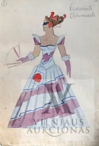 Stasys Ušinskas – Kostiumo eskizas „Dama, mėlyna suknia”, J. Štrauso „Šikšnosparnis”, 1962 m.