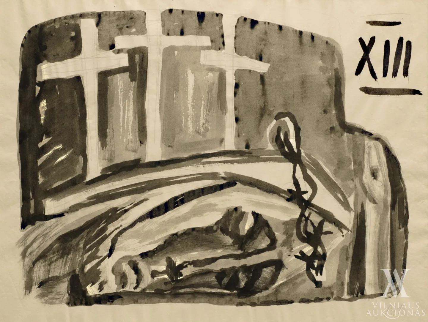 Antanas Mončys – 14 Kryžiaus kelio stočių. XIII stotis