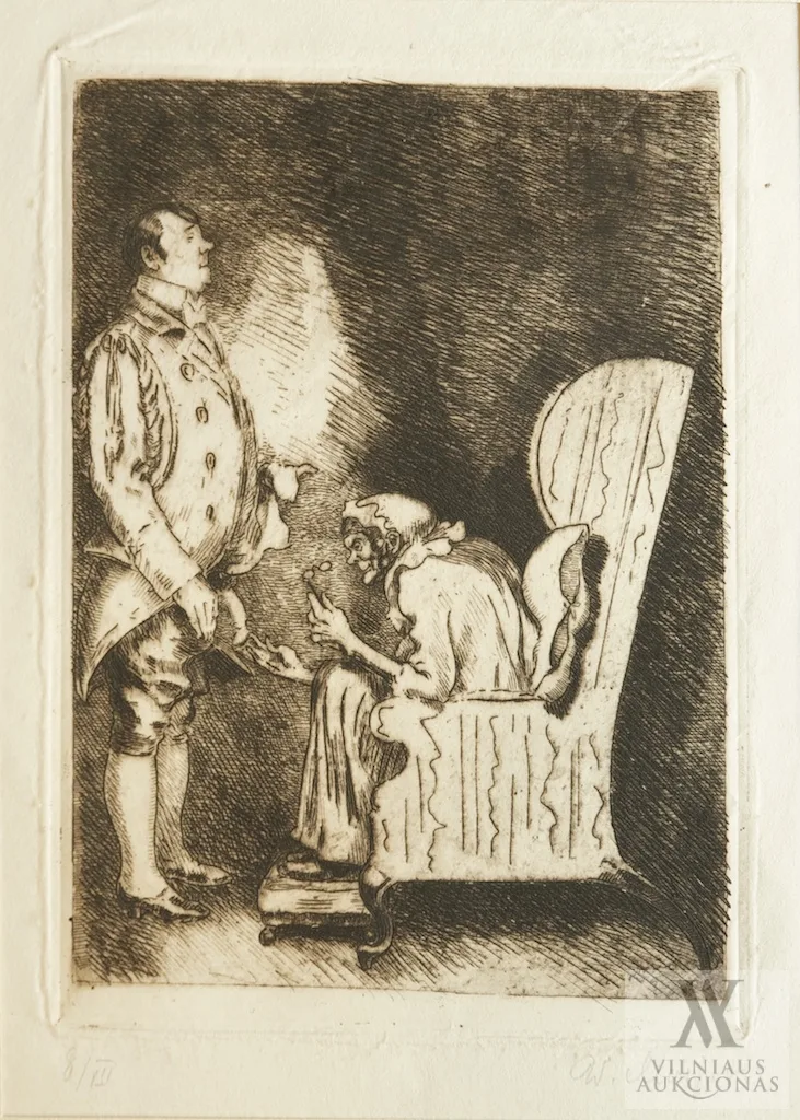 Vasilijus Masiutinas (Wassilij Masjutin, Василий Масютин) – Septynios mirtinos nuodėmės (Die Sieben TodsÃ¼nden) - 23+1 originalių, pasirašytų ir numeruotų ofortų rinkinys originaliame aplanke.