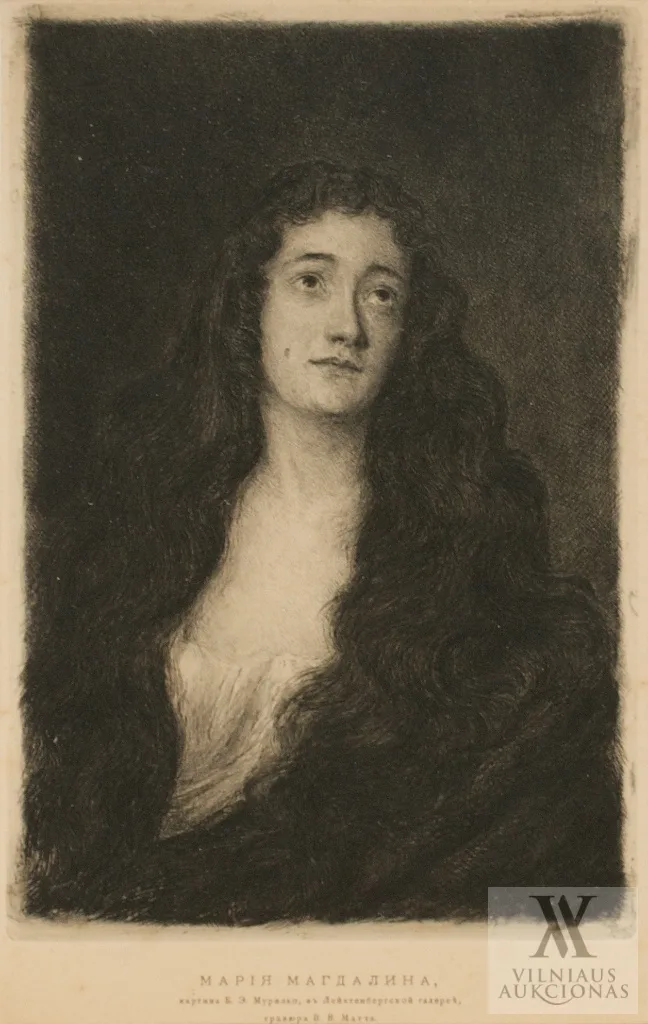 V. V. Mate (В. В. Маттэ, graveris) – Marija Magdalietė / Bartolomé Esteban Murillo paveikslo reprodukcija