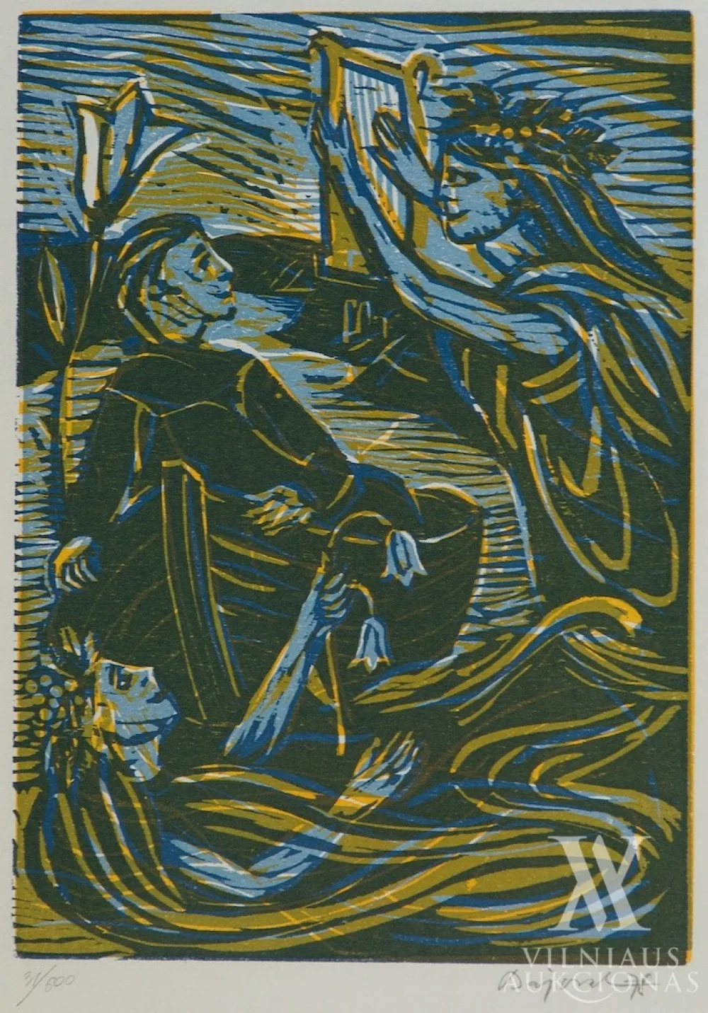 Archibaldas Bajoraitis (Archibald Bajorat) –  Iliustracija Clemens Brentano eilėraščiui „Žvejas valtyje“