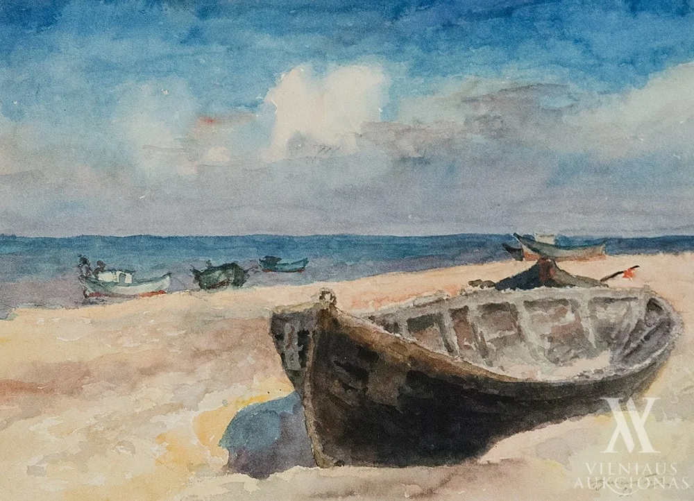 Jonas Buračas – Žvejų valtys pajūry, Palanga