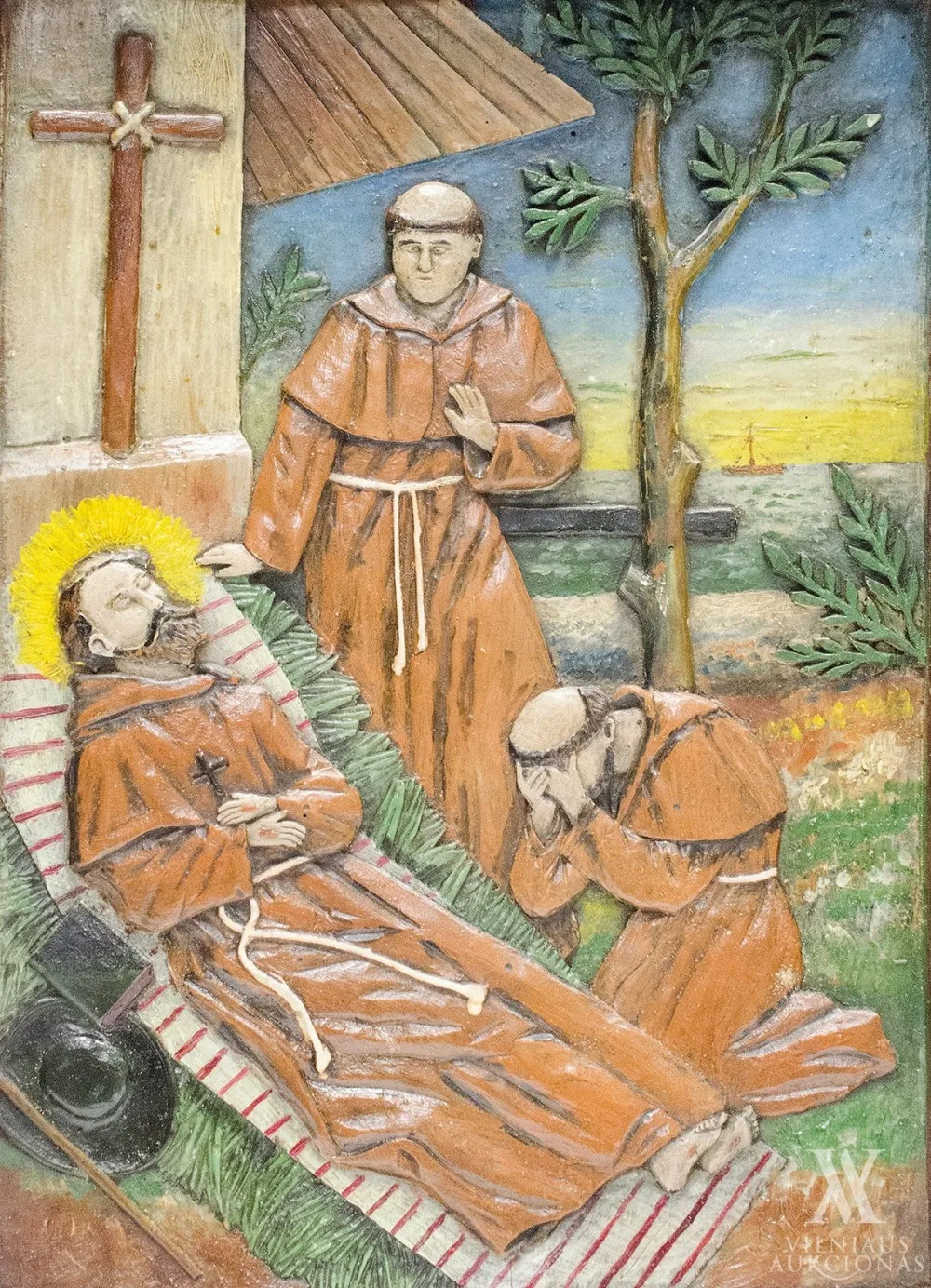 liaudies menininkas  (XIX a. pab. – XX a. pr., Lietuva) Nežinomas – Bareljefas „Šv. Pranciškaus mirtis“ 
