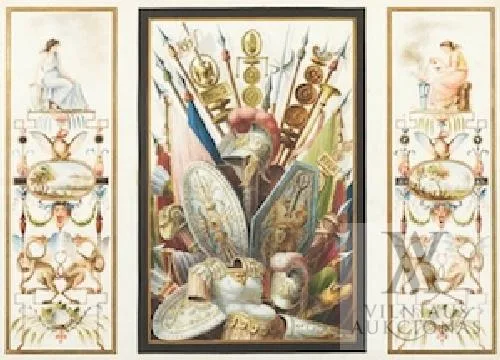 Pranciškus Smuglevičius – Dekoracija su karo trofėjais Eskizas-projektas Pitti rūmų Florencijoje rekonstrukcijai