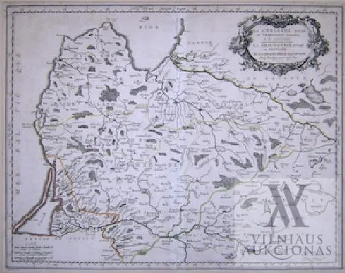 Nicolas Sanson d'Abbeville – La Curlande Duche et Semigalle de la Livonie et la Samogitie Duche en Lituanie (Kuršo kunigaikštystė ir Žiemgala Livonijoje ir Žemaitijos kunigaikštystė Lietuvoje)