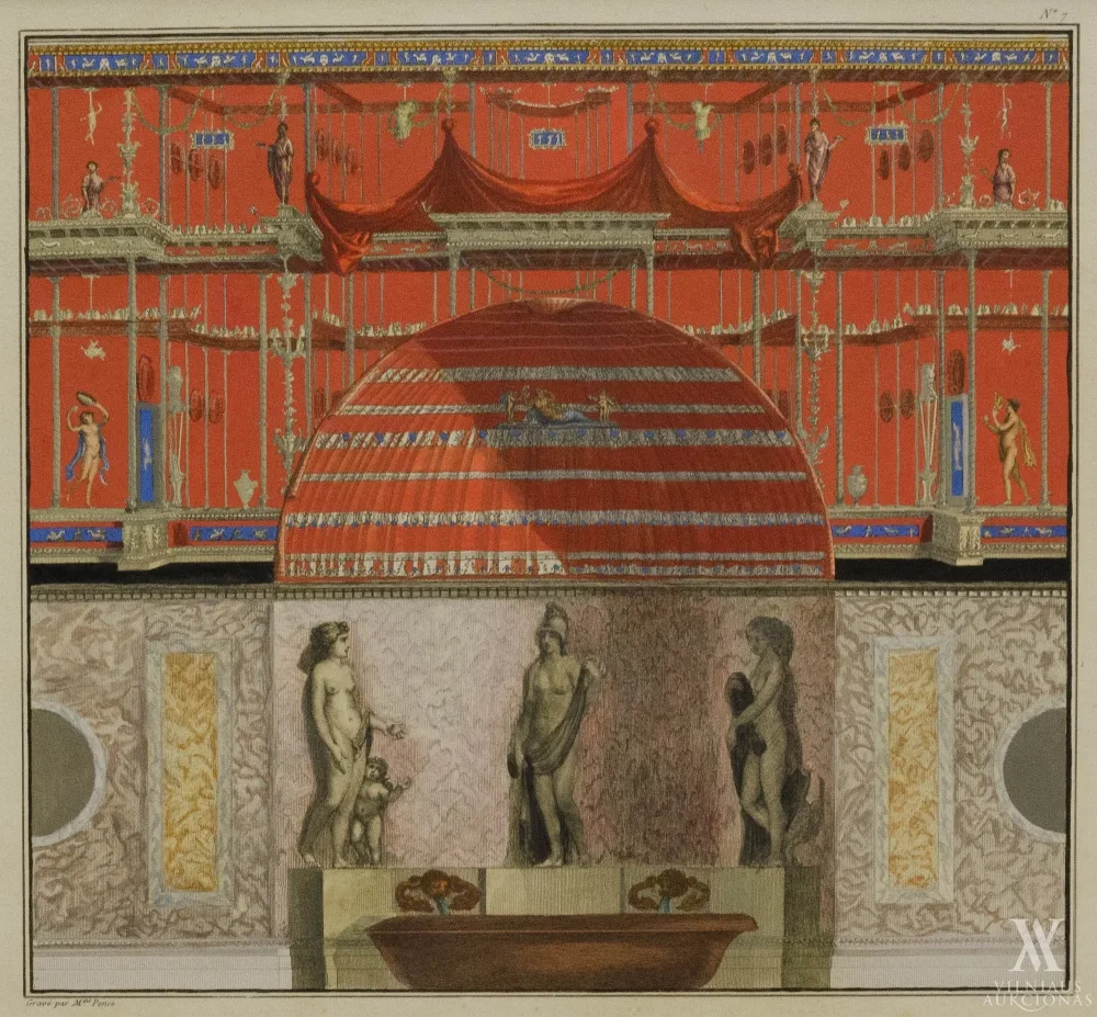 Pagal Pranciškų Smuglevičių ir Vincenzo Brenna. 25-os Domus Aurea salės dekoras su Minervos, Junonos ir Veneros atvaizdais